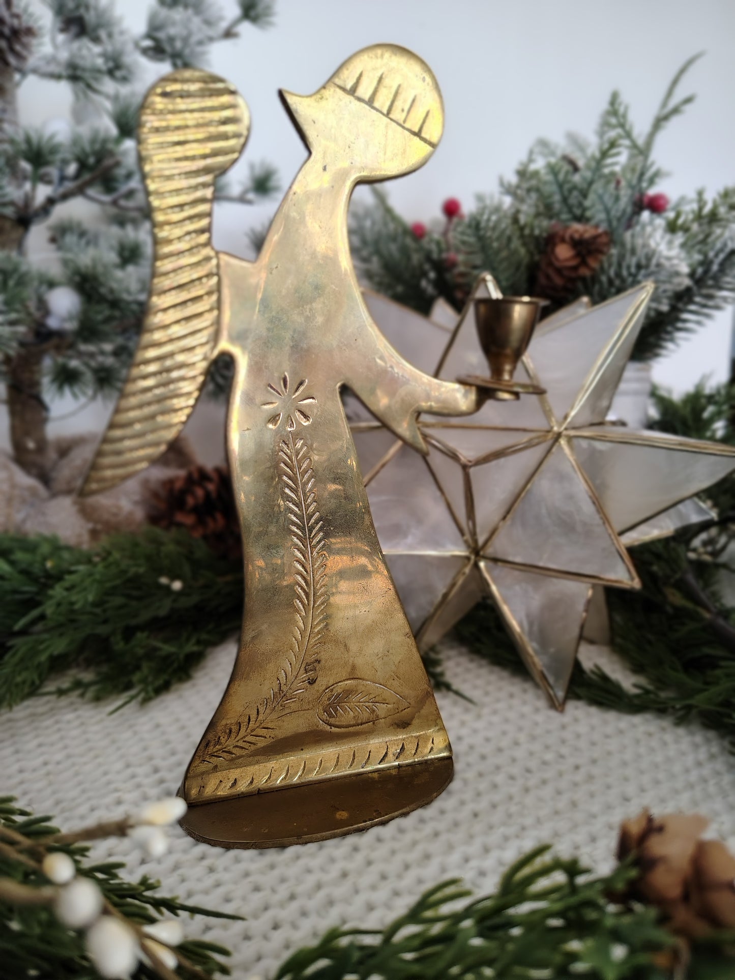 Vintage Brass Angel Candle Holder – Made in India Christmas