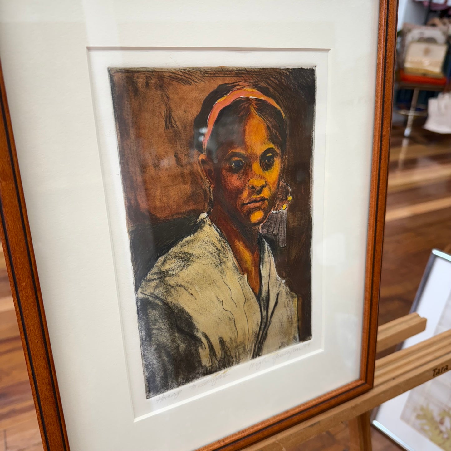 “Homage to Sargent” Signed Mixed Media Portrait by Leigh Gustafson, 1994