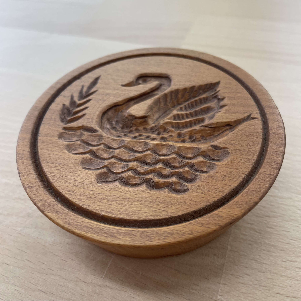 Gene Wilson wooden springerle cookie mold — carved swan design