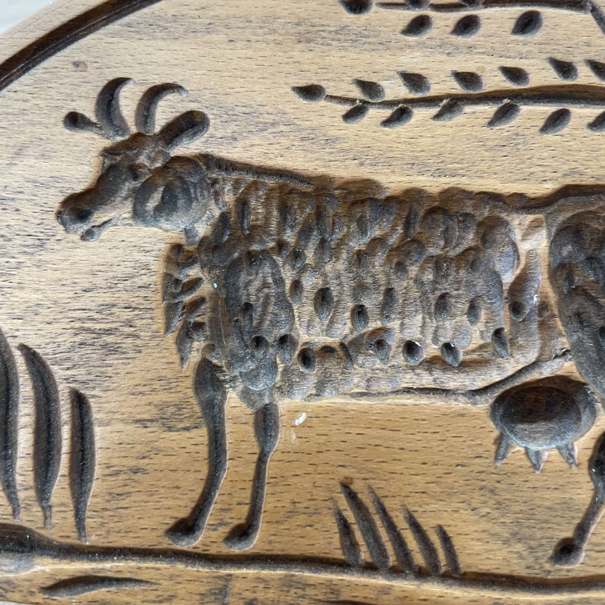 Gene Wilson wooden springerle cookie mold — swan medallion design