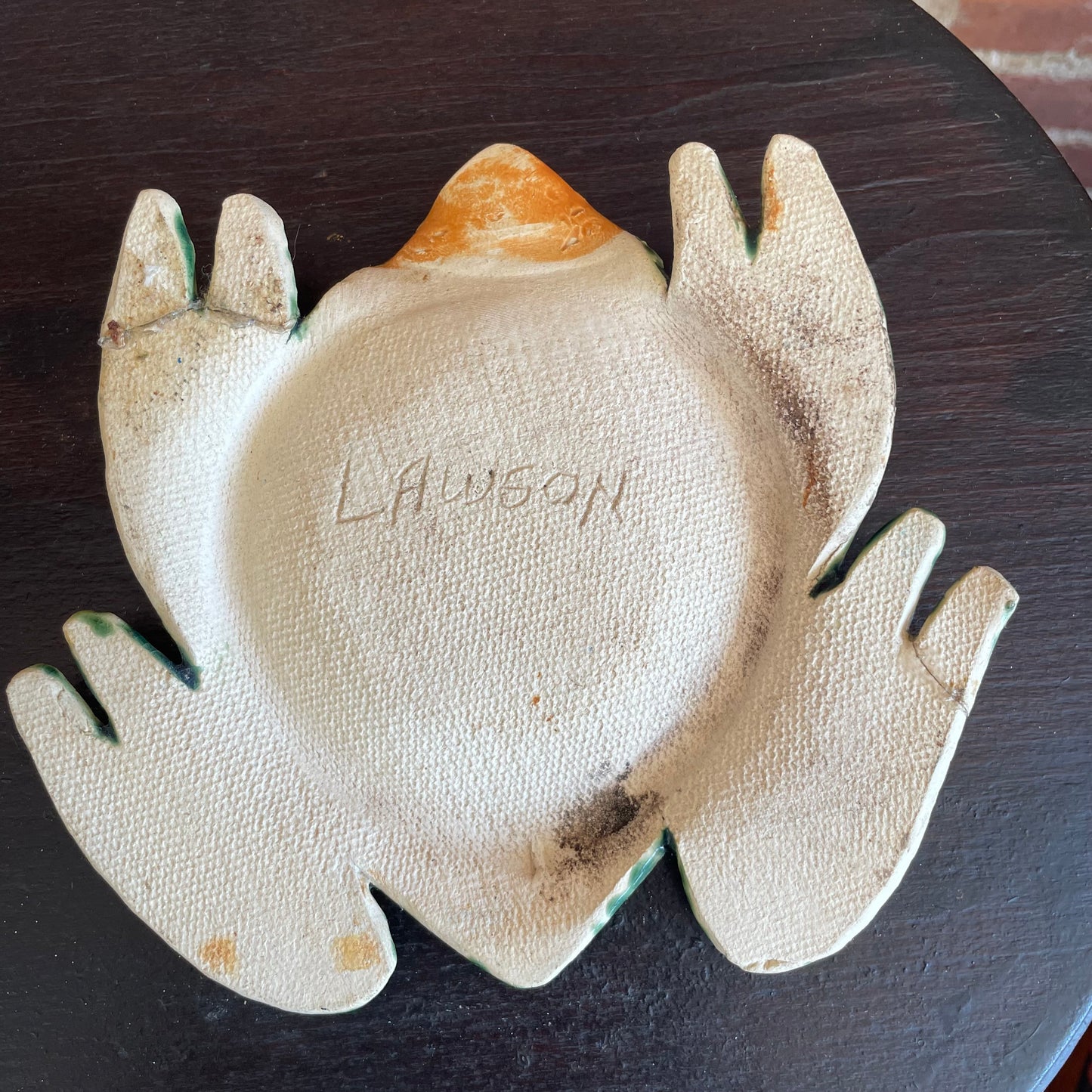 1970s Handmade Ceramic Frog Ashtray by Lawson – Signed & Repaired