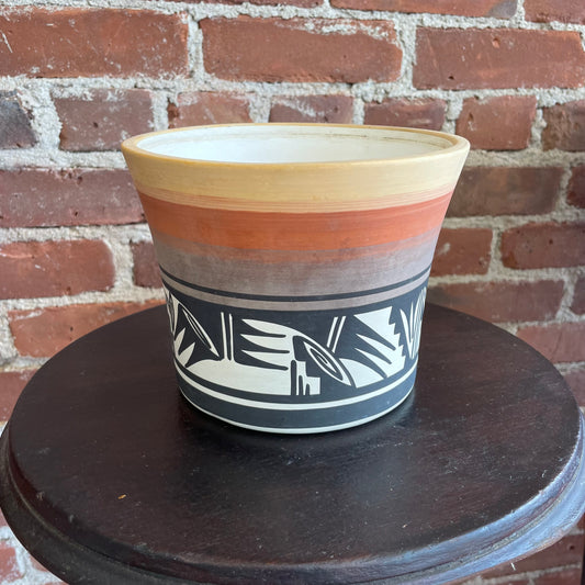 Vintage Mesa Verde Ute Pottery Planter by Tsosie | Southwest Santa Fe Style Geometric Native American Art
