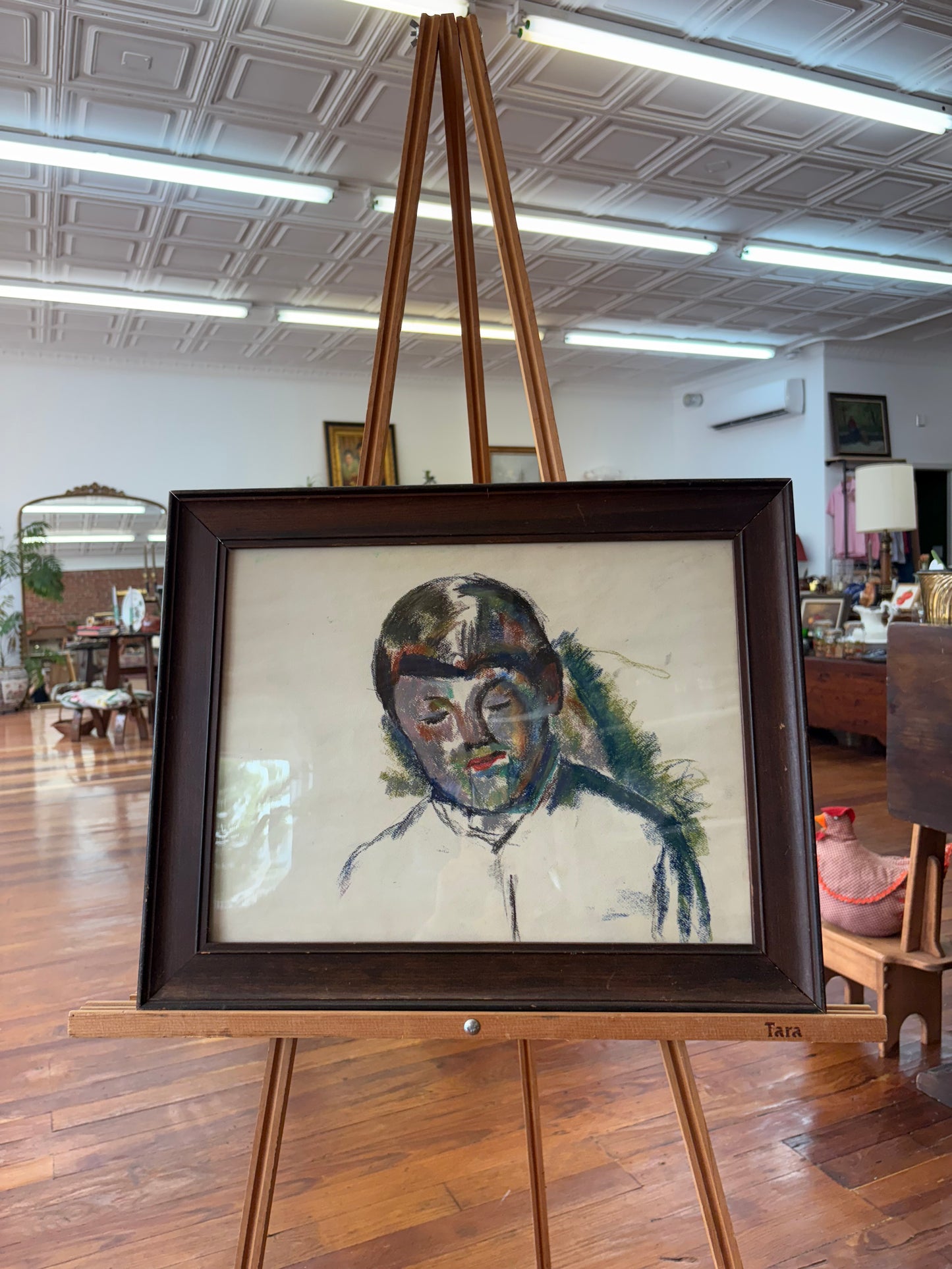 Lyn Fisher Pastel “Artist’s Son” – After Cézanne, Framed Portrait, 20.5″ × 16.5″