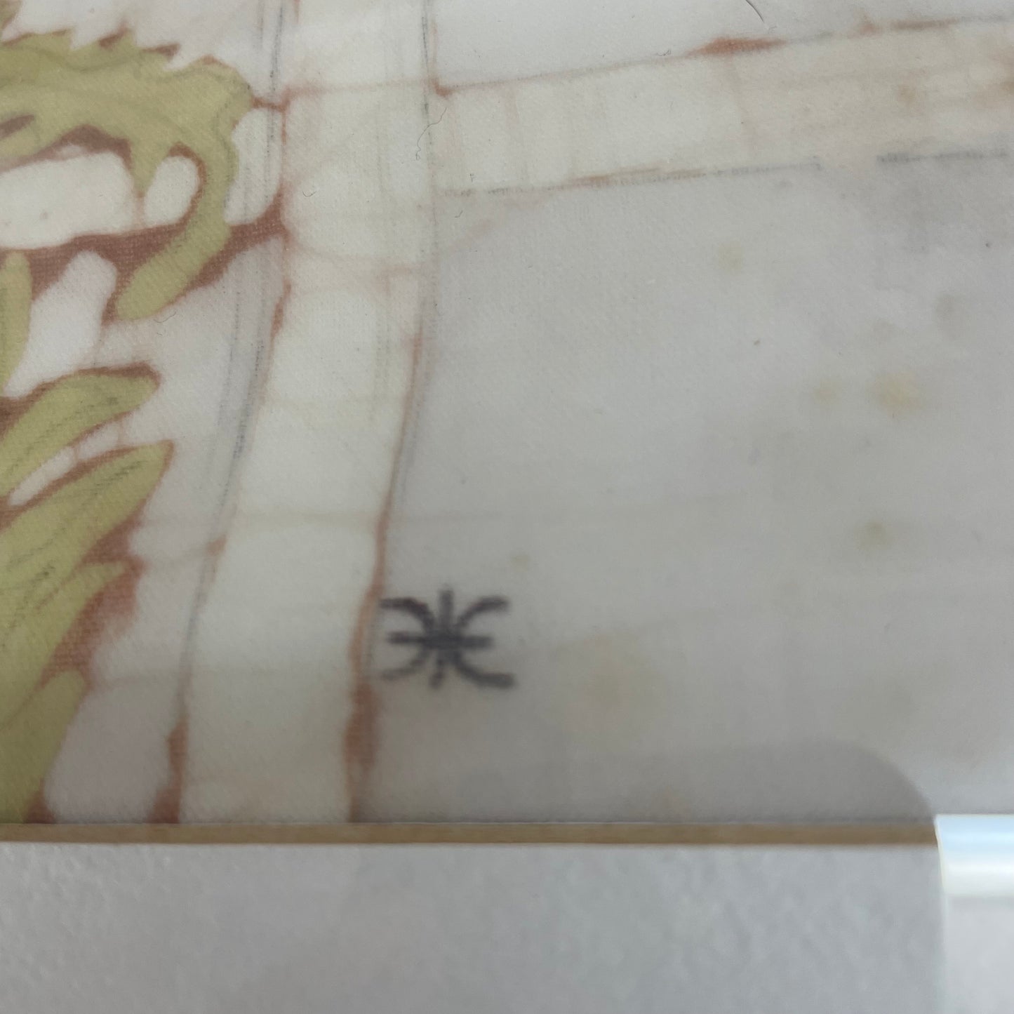 Framed Silk Poppy Artwork on Batik-Style Background, 1980s