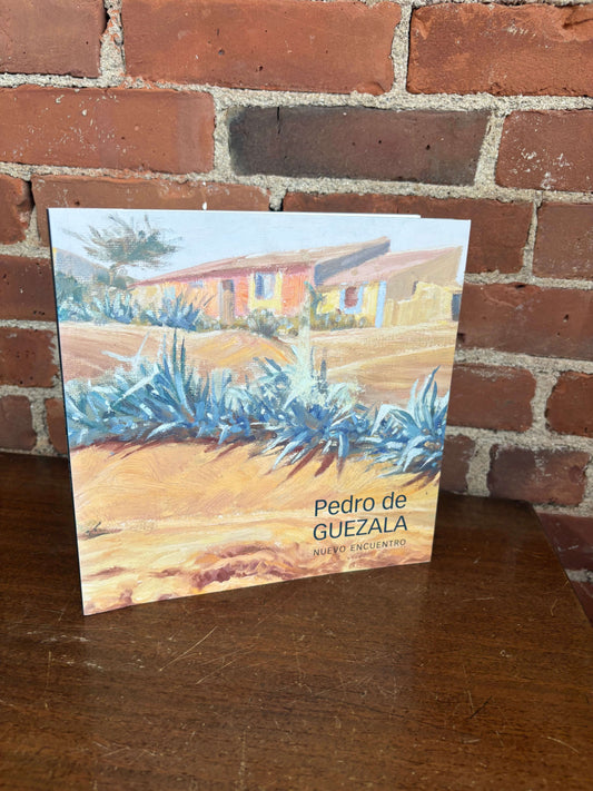 Cover of the Pedro de Guezala monograph, showing one of his Canary Islands landscape paintings with agave and adobe houses