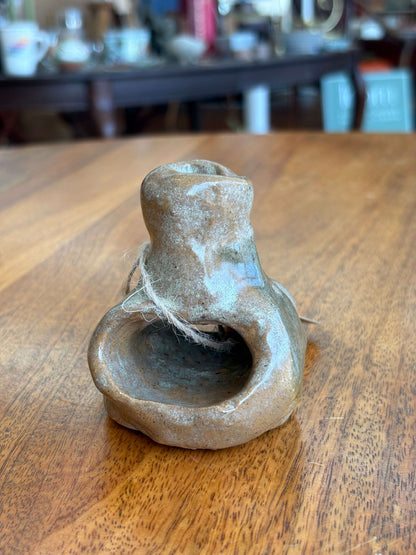 Studio pottery incense burner — front view