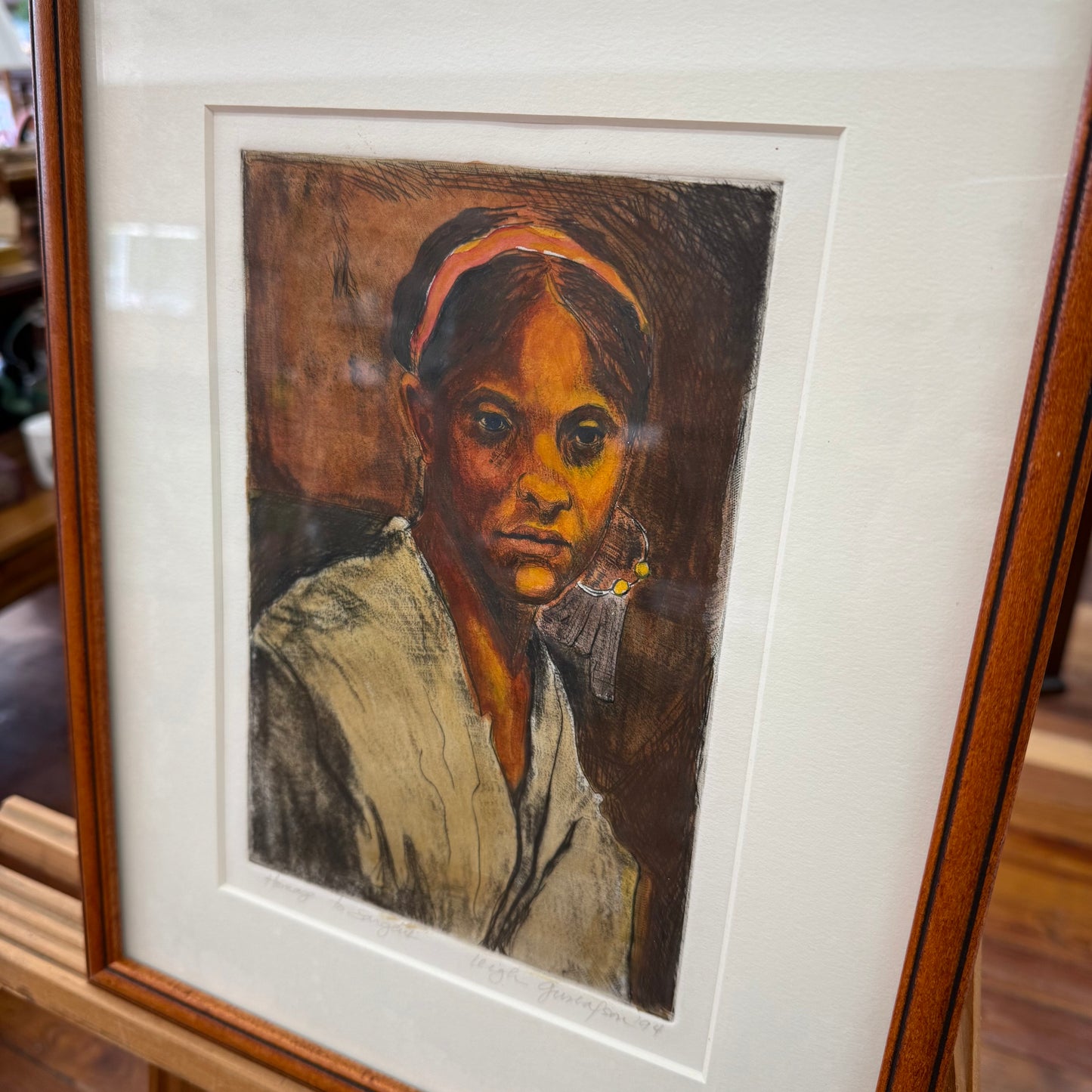 “Homage to Sargent” Signed Mixed Media Portrait by Leigh Gustafson, 1994