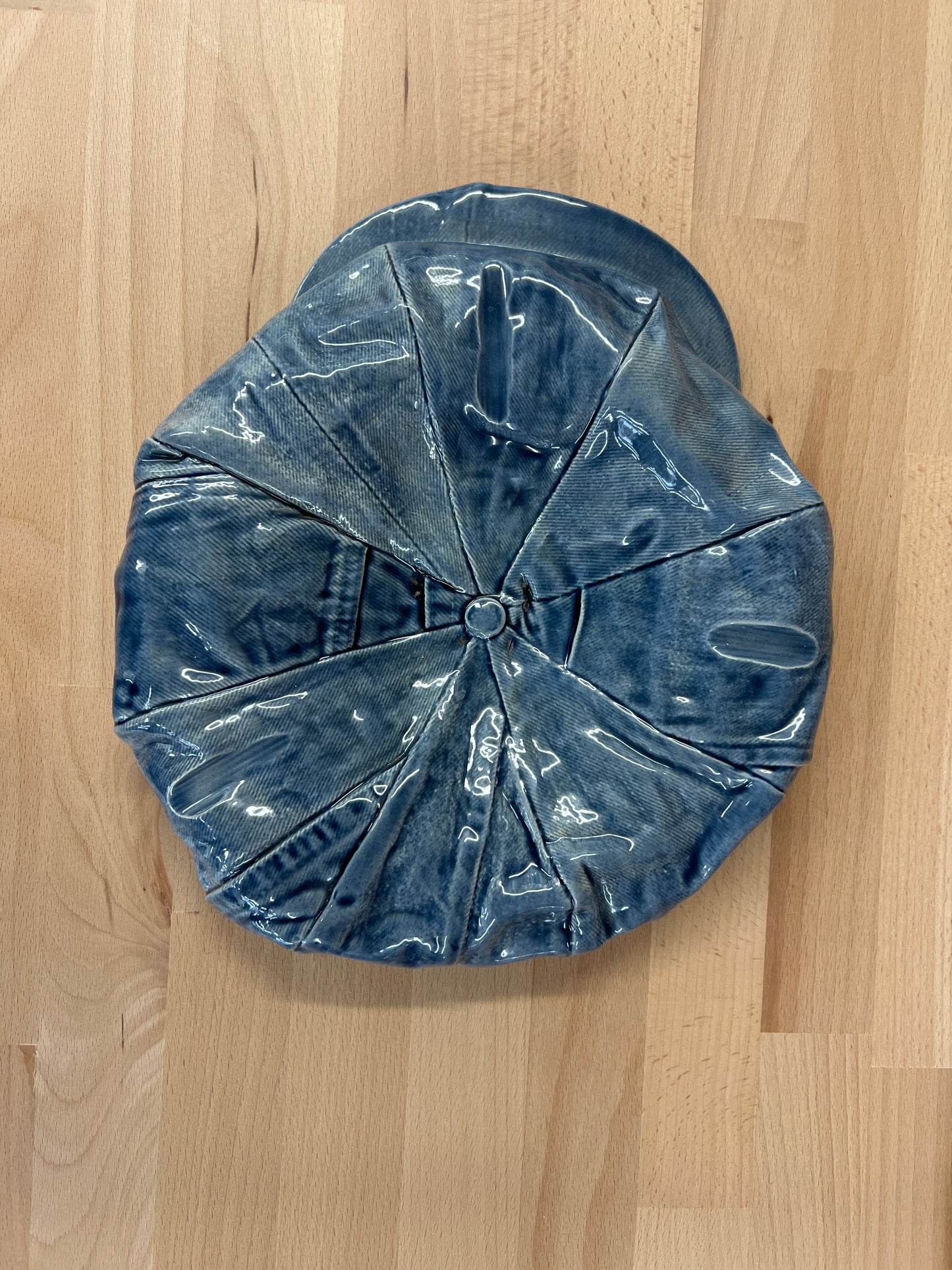 1970s Sittre Ceramic Denim Newsboy Cap – Signed “The Kid” Ashtray / Catchall