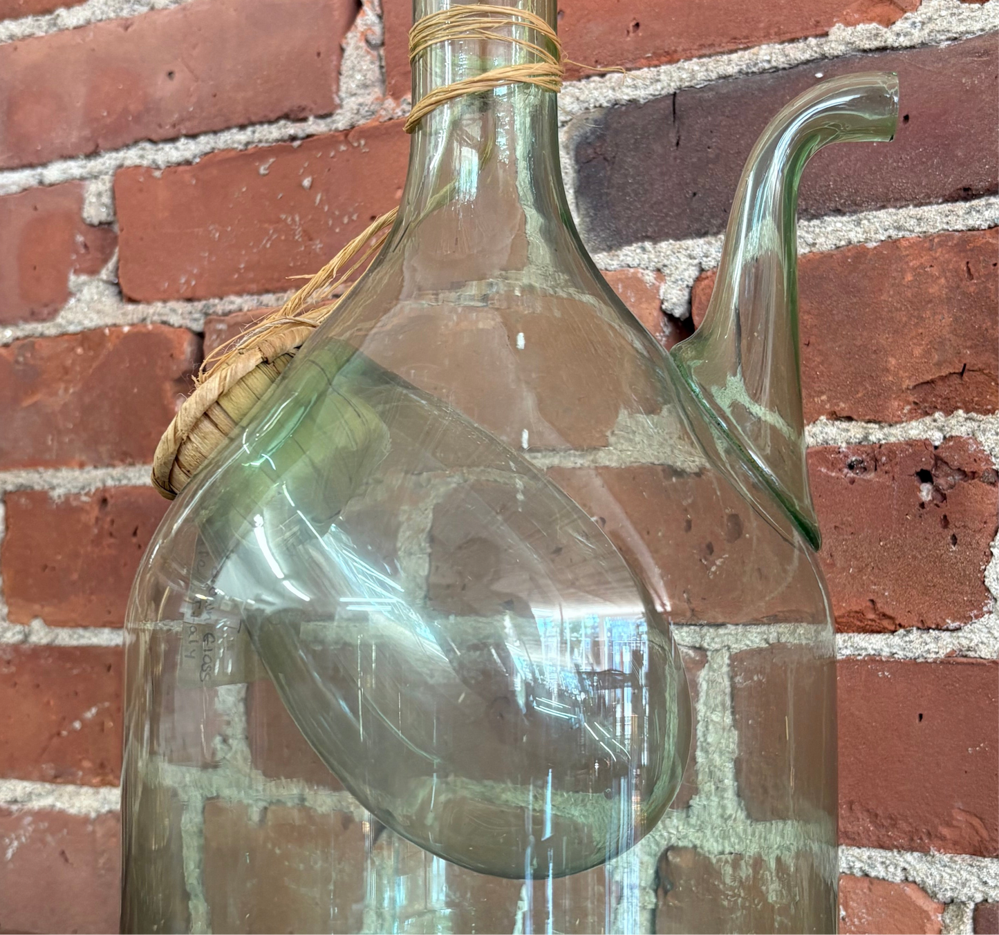 Vintage Italian Green Glass Wine Decanter with Ice Chamber & Stopper