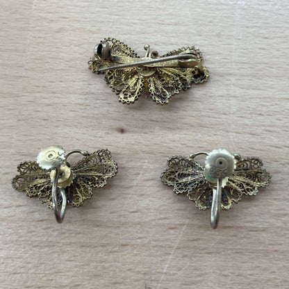 Butterfly Clip-On Earrings & Pin Set — Vintage Figural Jewelry – photo 5 of 5