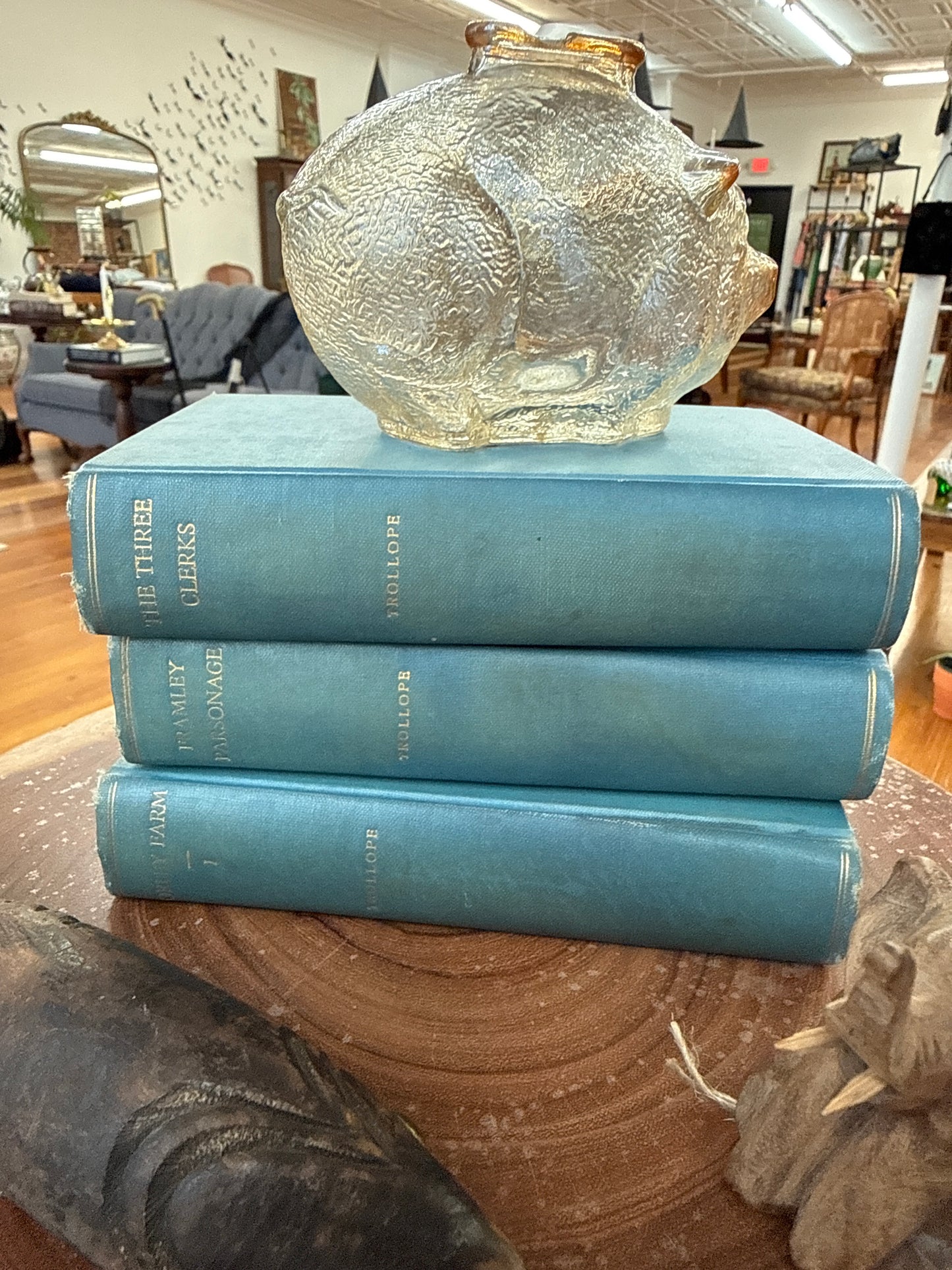 Anthony Trollope — Set of 3 Antique Novels, Blue Cloth Boards, Gilt Lettering