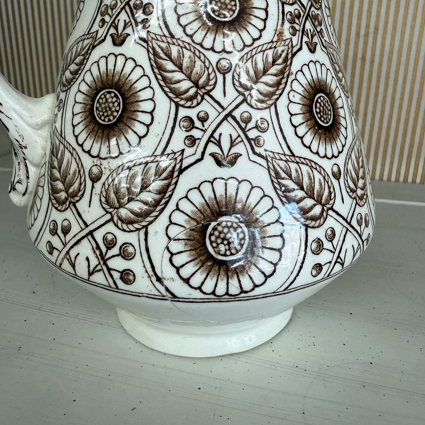 Vintage 1940s Old Hall England Earthenware Pitcher – Cream Glaze Ceramic Jug