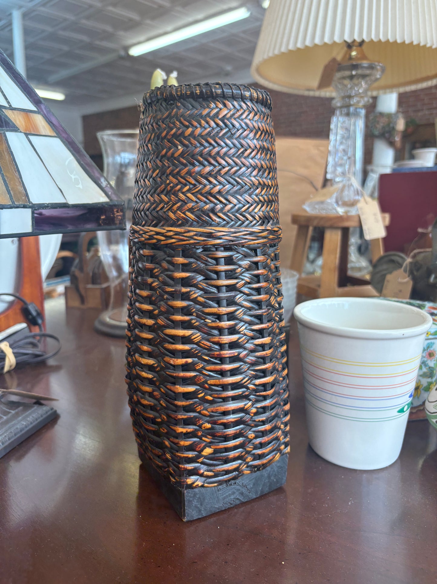 Vintage Filipino “Sibat” Basket with Hardwood Base, Palawan, Philippines