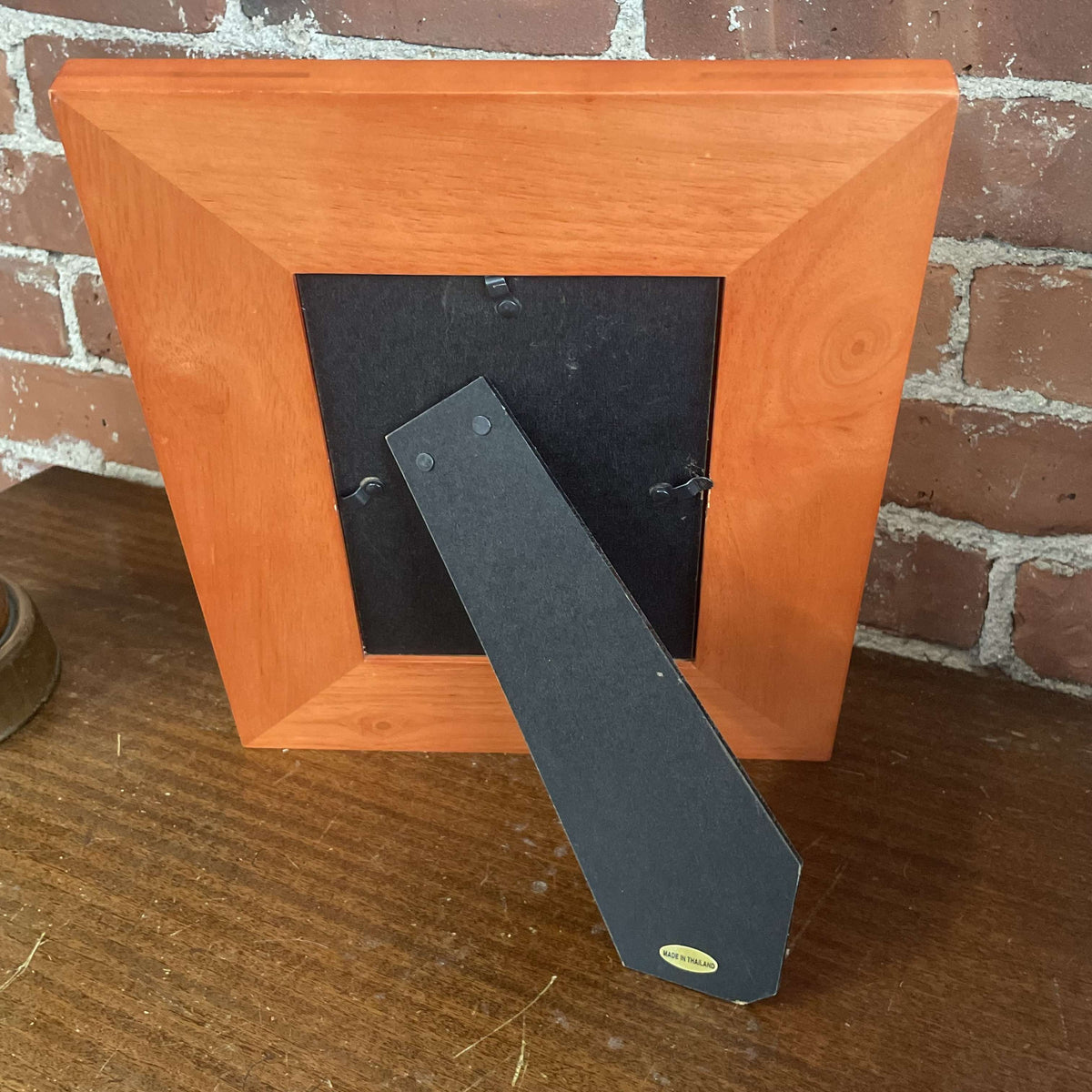 Stained wood frame back with easel stand