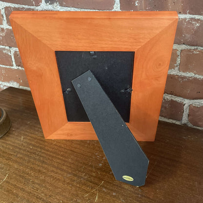 Stained wood frame back with easel stand