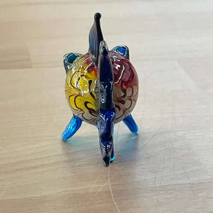 Art glass rainbow fish — rear three-quarter view