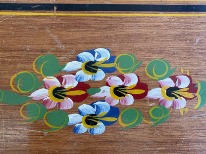 Underside of J.S. Ebersol maple footstool showing joinery