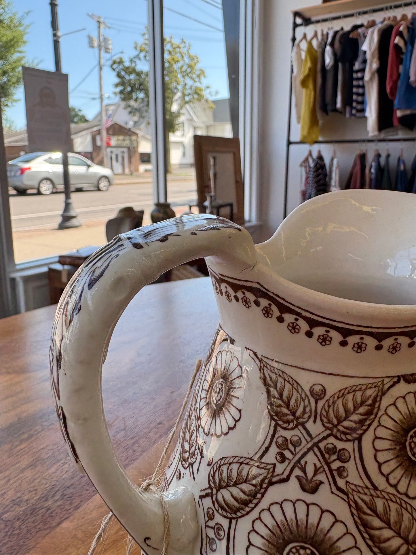 Vintage 1940s Old Hall England Earthenware Pitcher – Cream Glaze Ceramic Jug