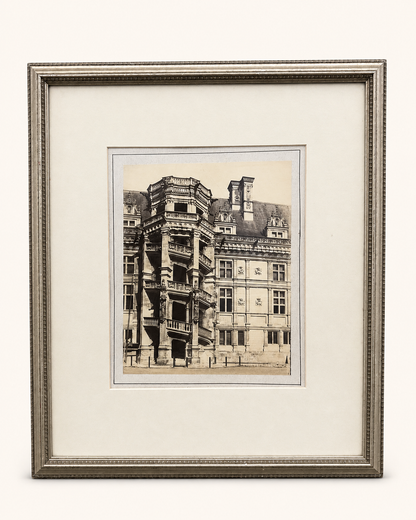 Antique Photograph of the François I Staircase, Château de Blois — Albumen Print, Framed