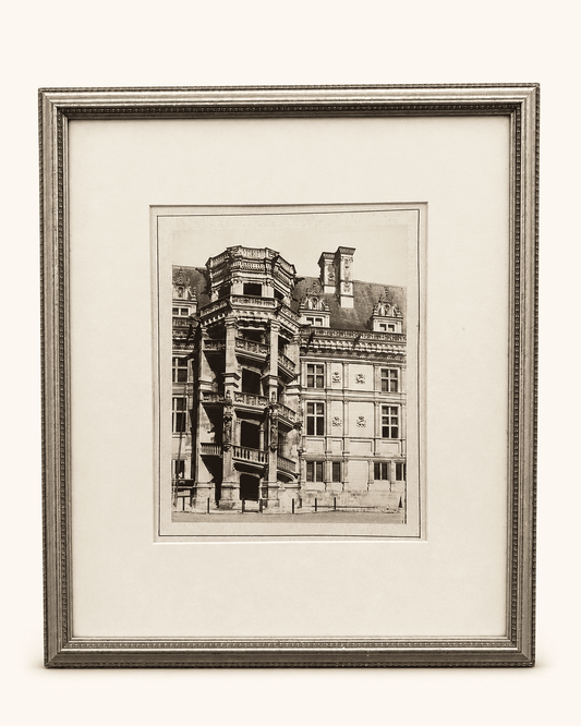 Antique Photograph of the François I Staircase, Château de Blois — Albumen Print, Framed