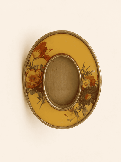 Bucklers Enamel Floral Oval Photo Frame, Gilt Easel Back, Cottage Chic