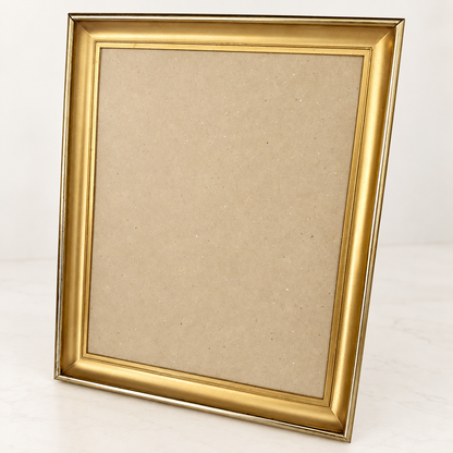 Vintage Brushed Gold Metal Picture Frame with Red Velvet Easel Back