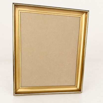 Vintage Brushed Gold Metal Picture Frame with Red Velvet Easel Back