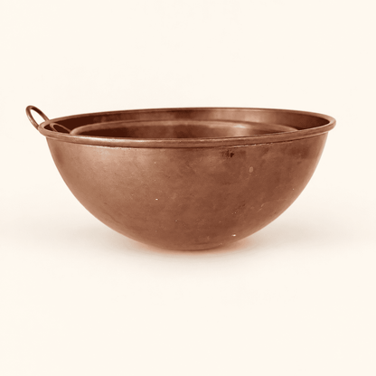 Set of 3 Graduated Copper Beating Bowls with Brass Ring Handles