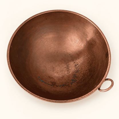 Set of 3 Graduated Copper Beating Bowls with Brass Ring Handles