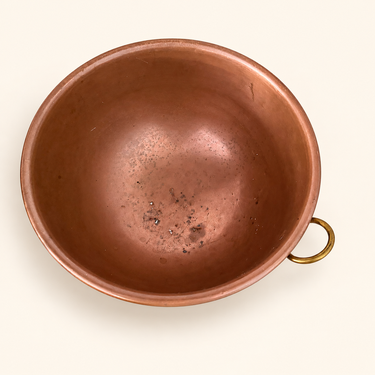 Set of 3 Graduated Copper Beating Bowls with Brass Ring Handles