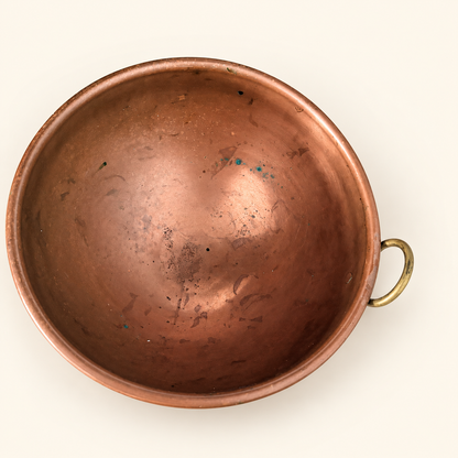 Set of 3 Graduated Copper Beating Bowls with Brass Ring Handles