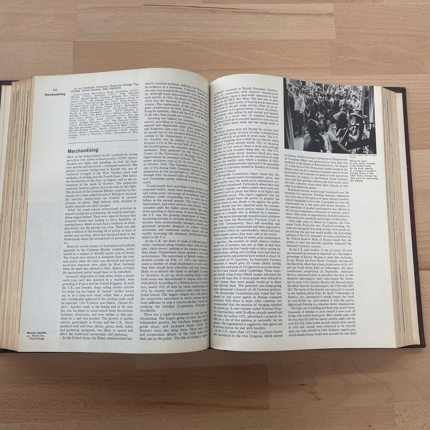 1970 Britannica Book of the Year | Vintage Encyclopedia Volume Covering 1969 Events | Maroon Hardback for Styling & Library Decor