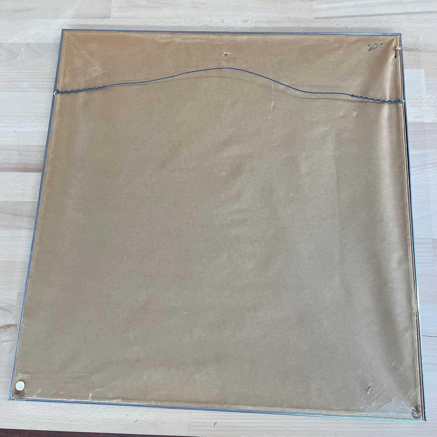 Framed Silk Poppy Artwork on Batik-Style Background, 1980s