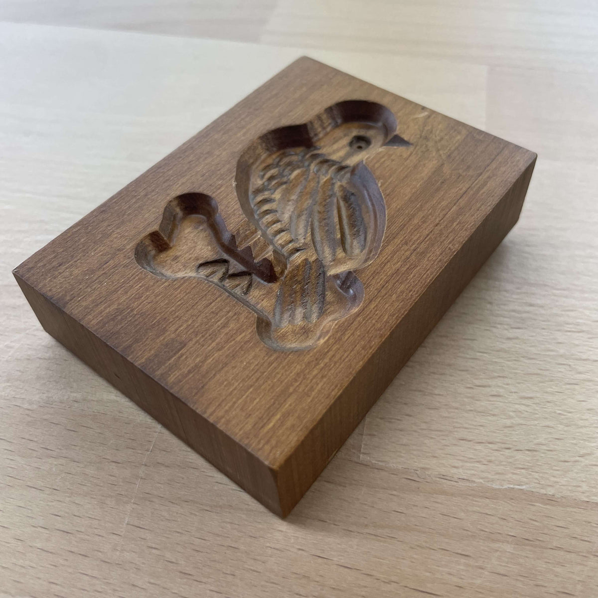 Gene Wilson wooden springerle cookie mold — carved bird design