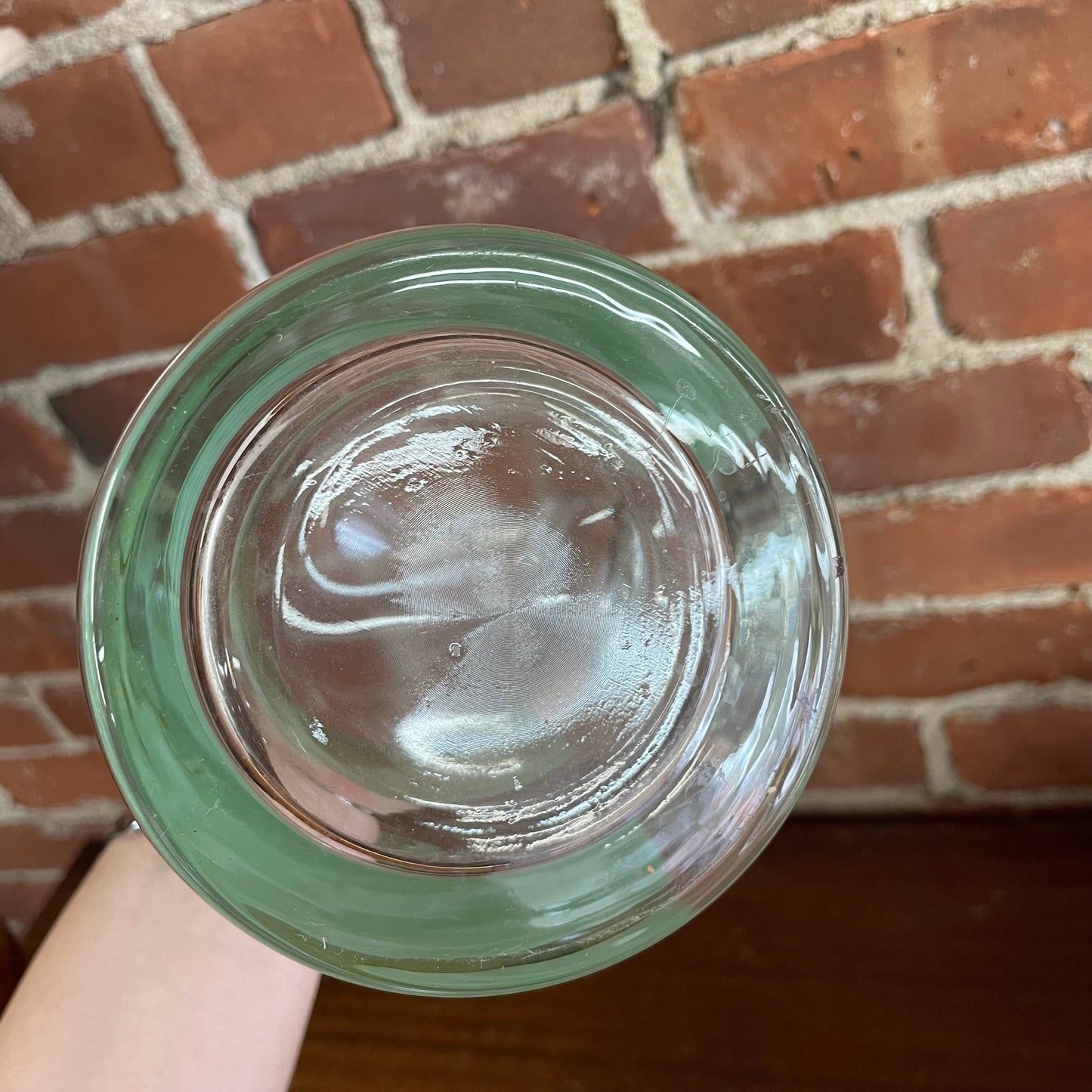 Vintage Bohemia Czech Green Glass Pitcher & Goblets Set, Hand Painted