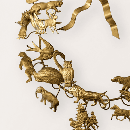 Antique Dresden Brass All-Holiday Animal Wreath — German Petites Choses Wall Sculpture, 12" x 13", Victorian Estate – photo 4 of 7