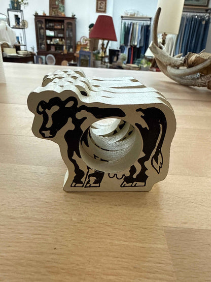 Wooden Cow Napkin Rings — Black & White, Set of 6 – photo 2 of 2