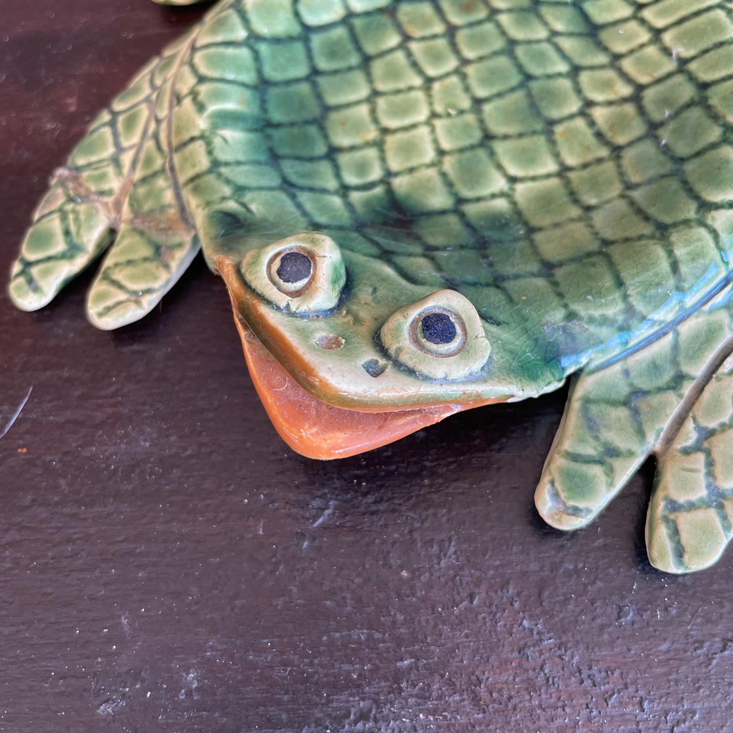 1970s Handmade Ceramic Frog Ashtray by Lawson – Signed & Repaired