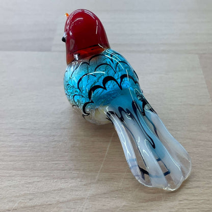 Murano foil glass bird — rear view showing the tail