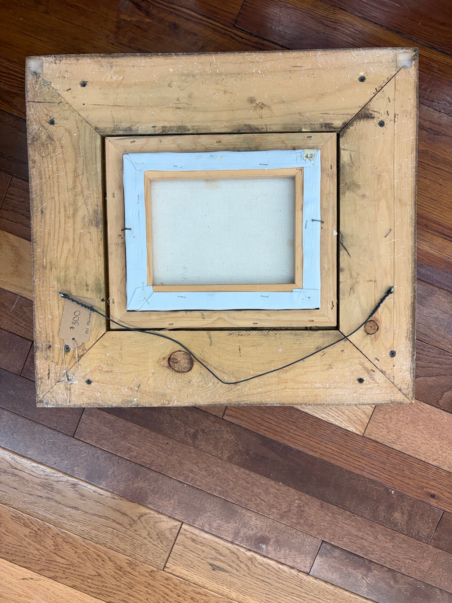 Framed Still-Life Oil – Basket of Red Apples, Ornate Gilt Frame, 20″ × 18″