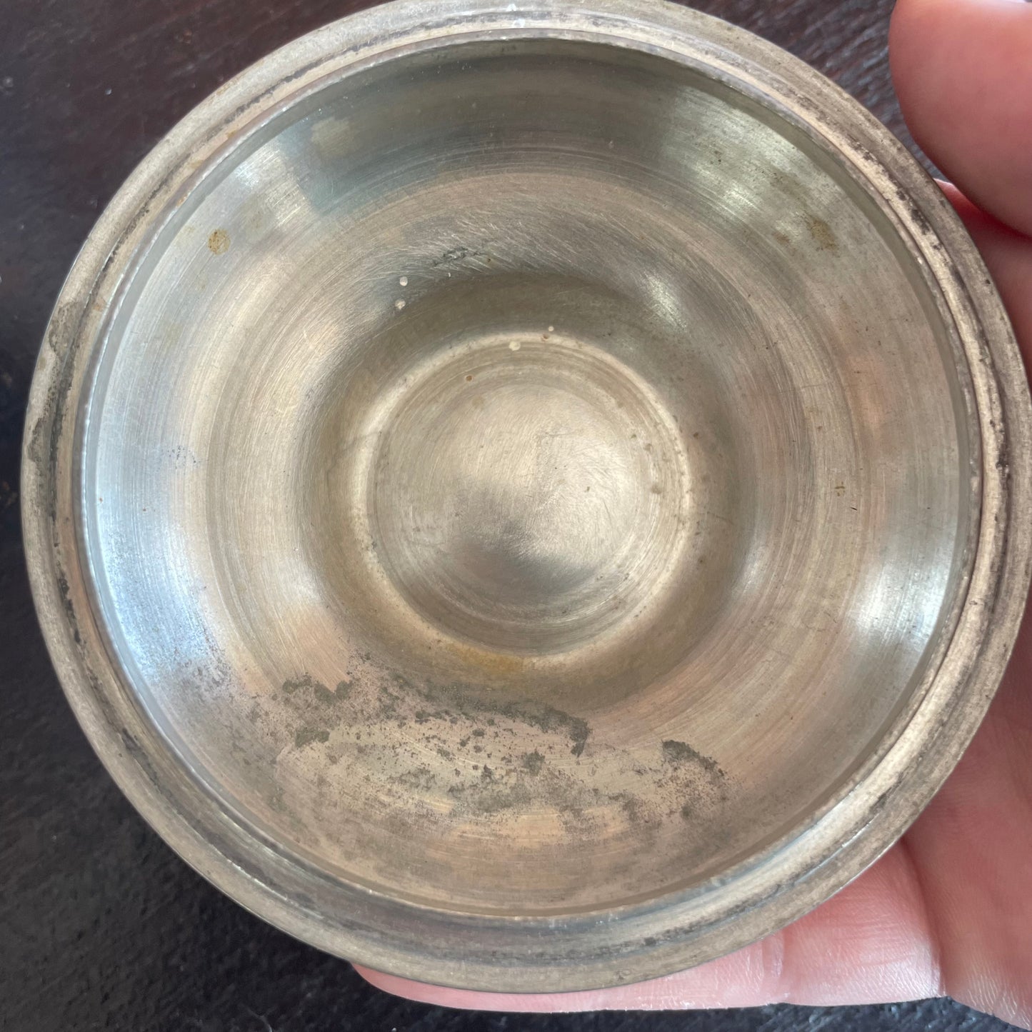 Vintage Pewter Storage Canister with Lid and Finial Handle (Marked Base)