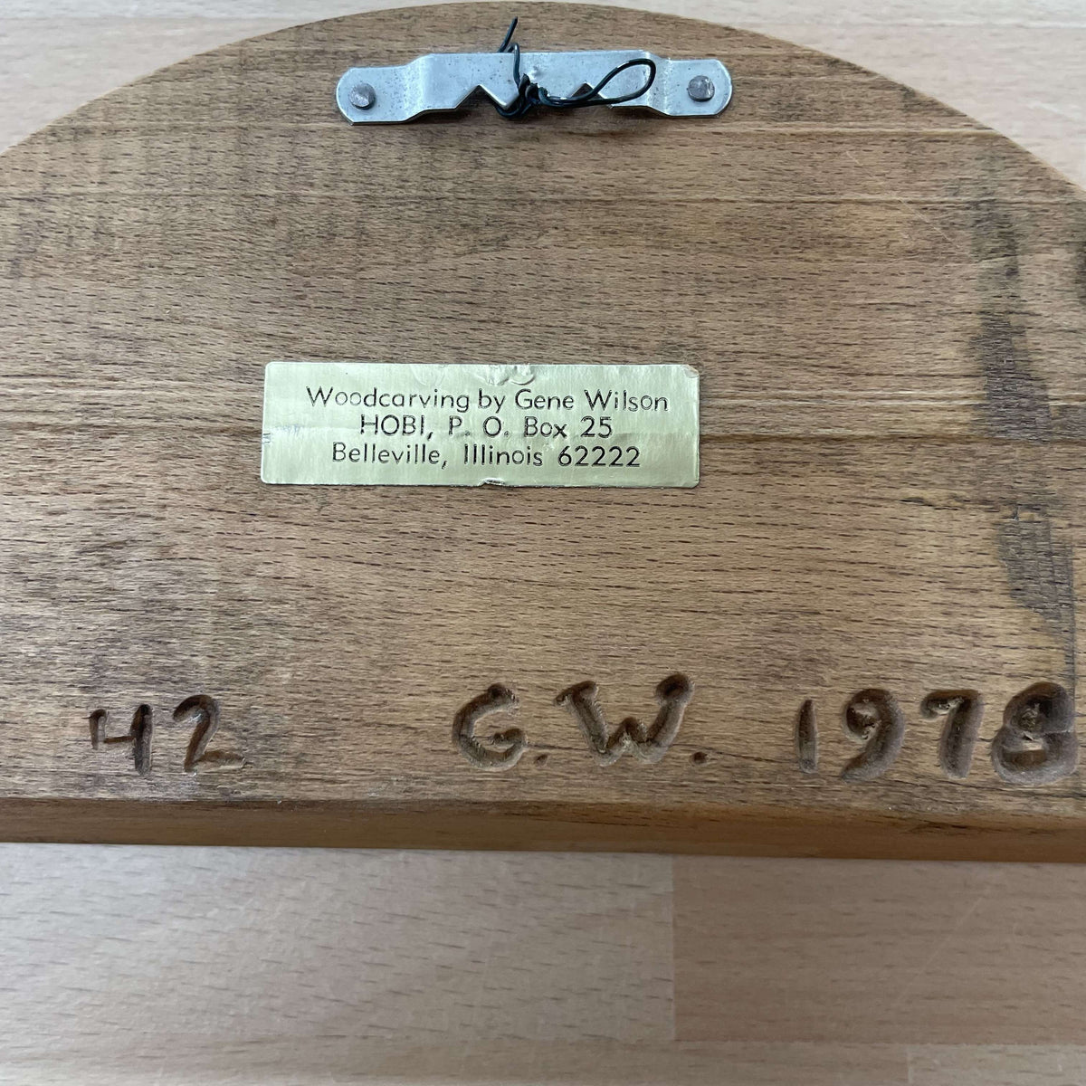 Gene Wilson carved wooden cookie molds — set, reverse and maker detail