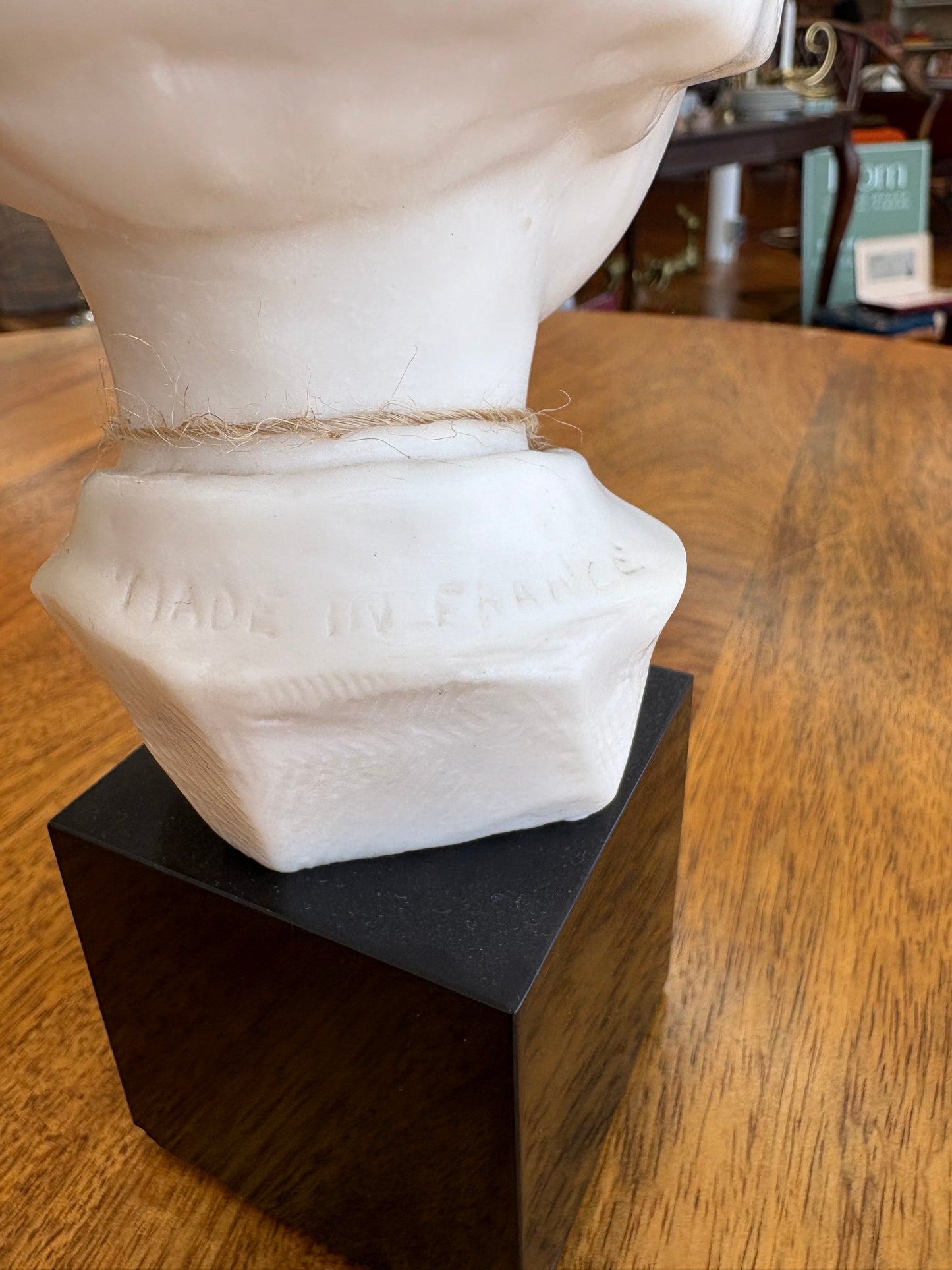 I. Gallo French Girl Bust – Faux Marble on Onyx Base, Mid-Century, 6.5″