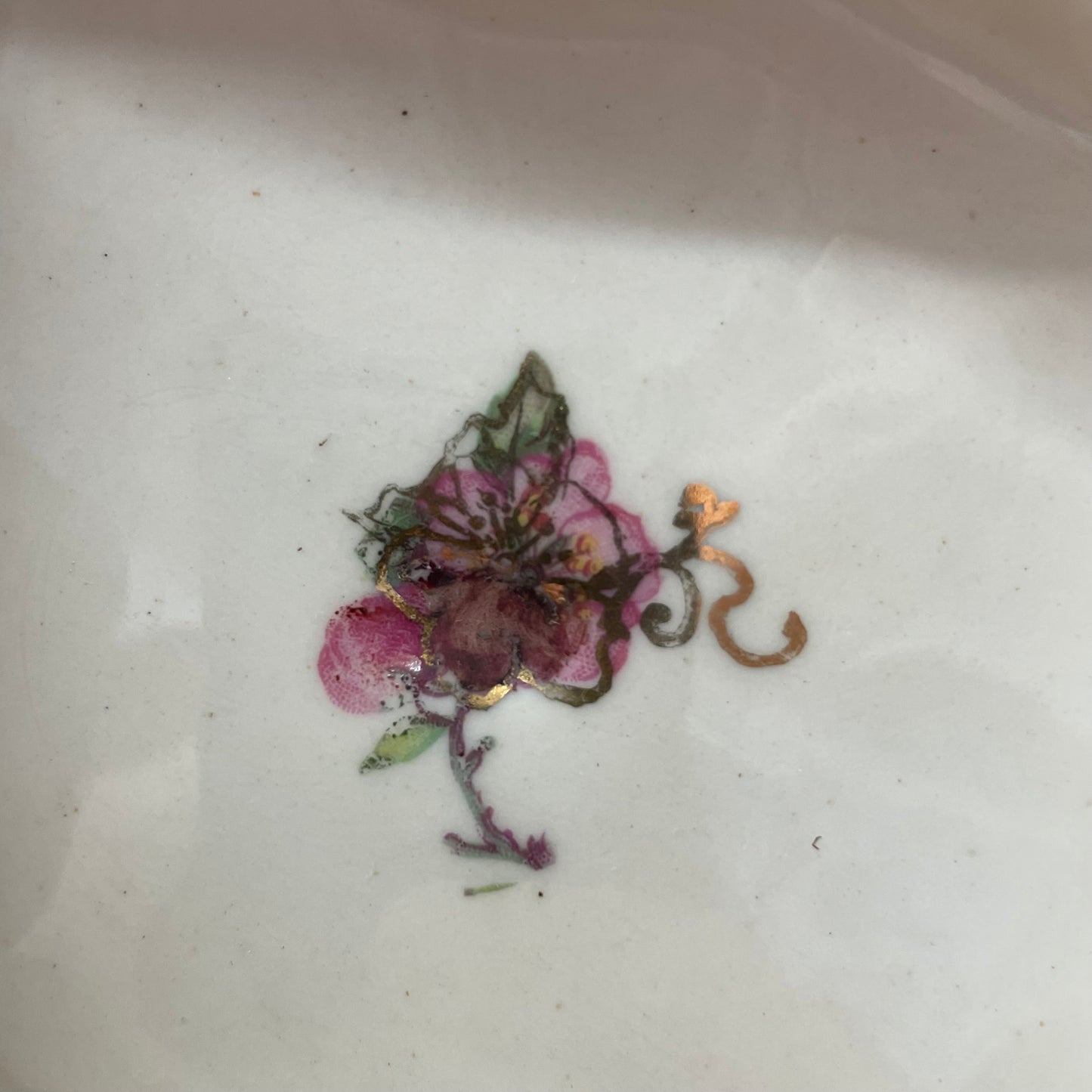 Lecot China Hand-Painted Floral Trinket Box with Gilded Detail