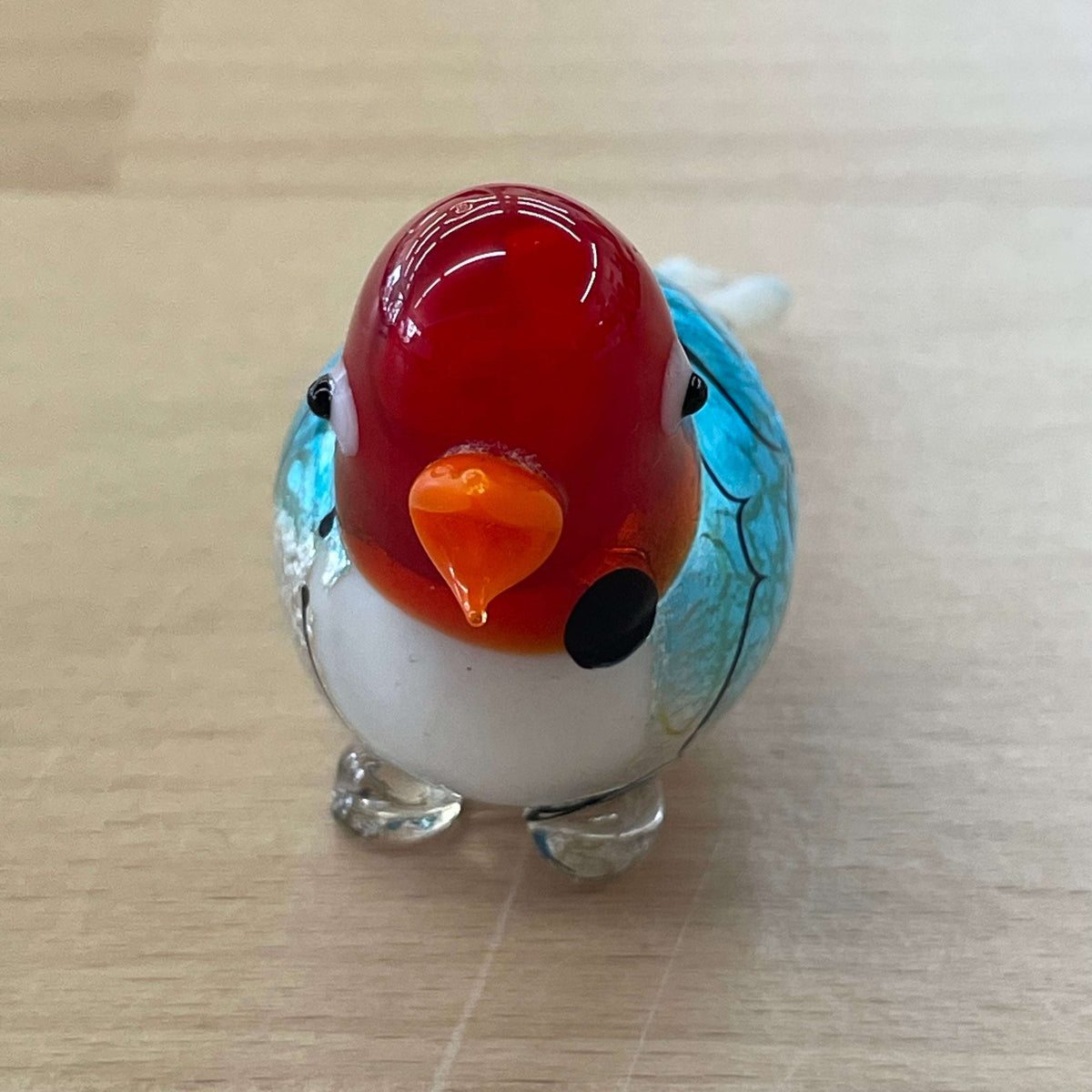 Murano foil glass bird — three-quarter front view