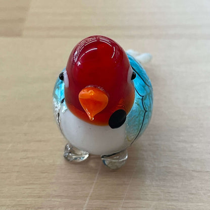 Murano foil glass bird — three-quarter front view