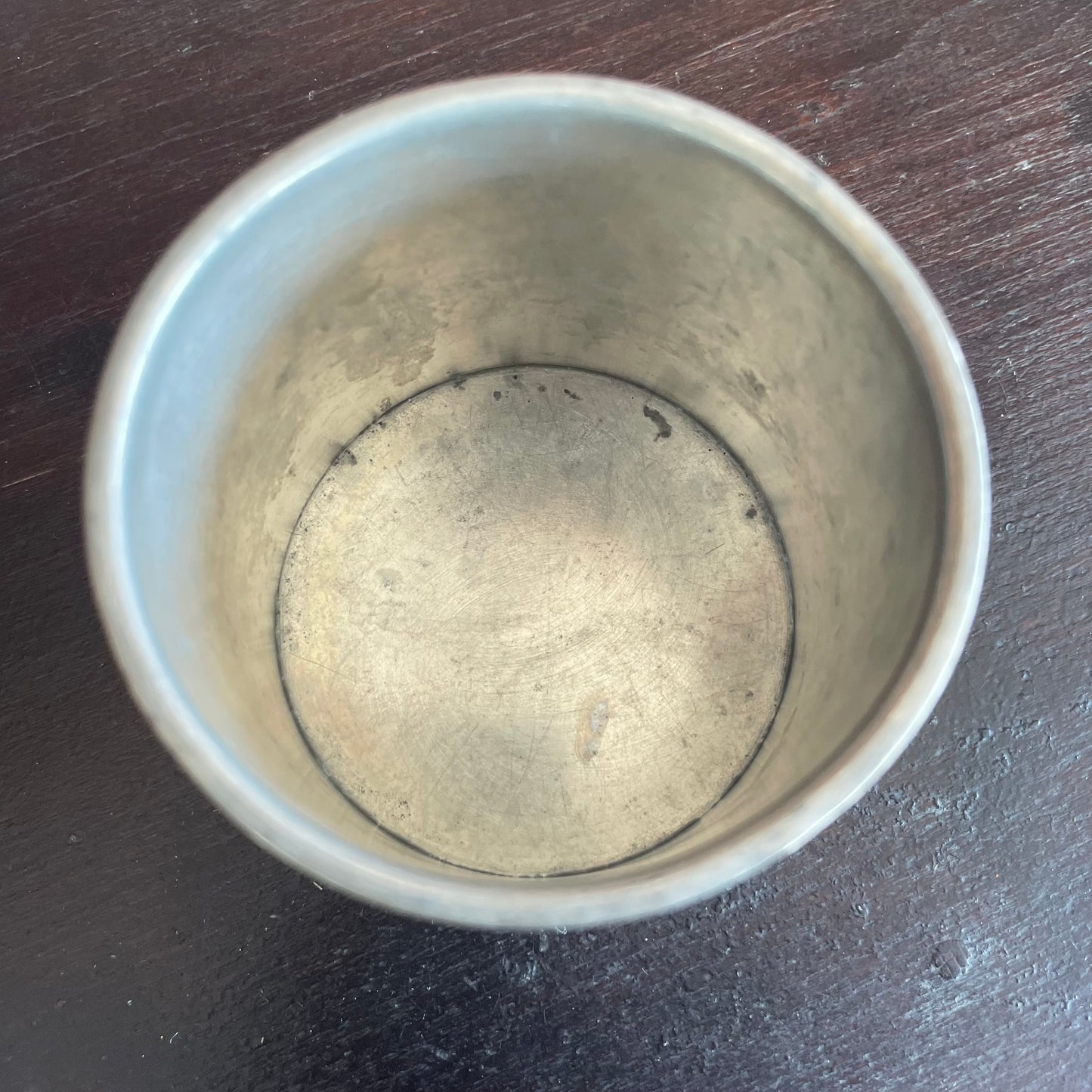Vintage Pewter Storage Canister with Lid and Finial Handle (Marked Base)