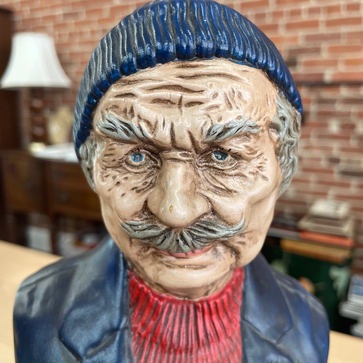 Vintage Fisherman & Wife Ceramic Busts, Hand-Painted European Figures