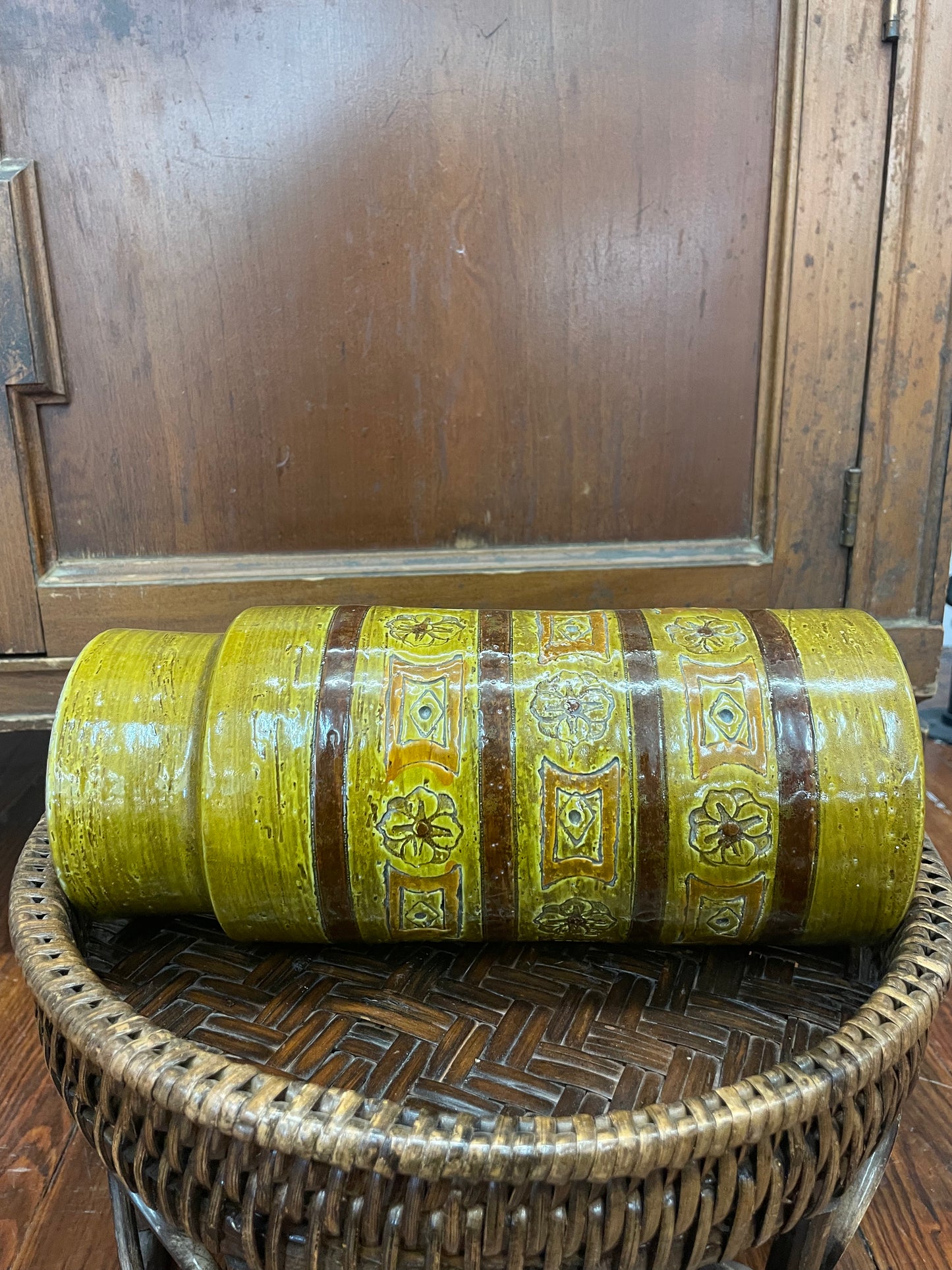 Bitossi Green Art Pottery Vase by Aldo Londi for Rosenthal Netter, Signed Italy