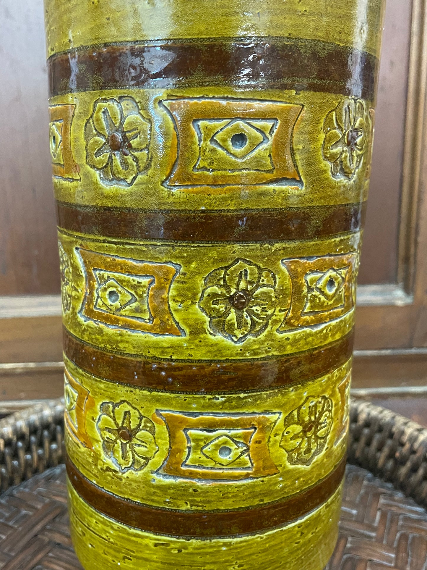 Bitossi Green Art Pottery Vase by Aldo Londi for Rosenthal Netter, Signed Italy